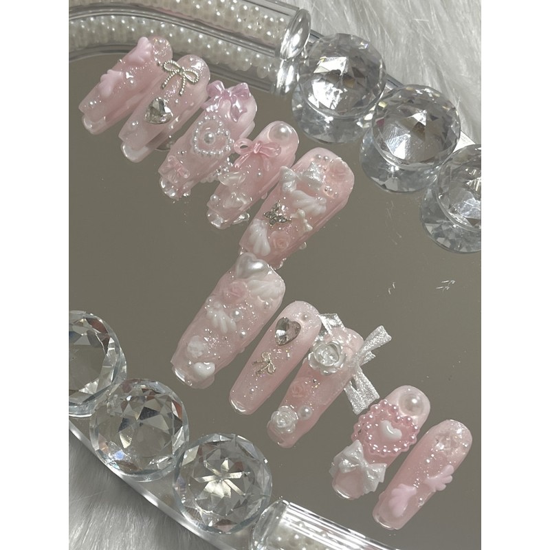 Budavalle handmade nail tips - long ballerina / 부다발레 수제네일팁