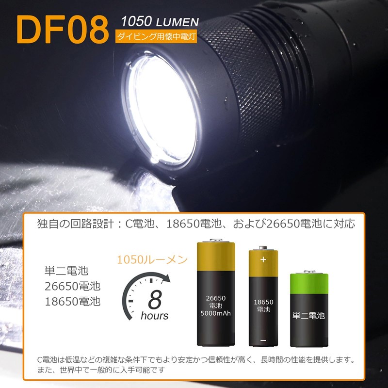 SecurityIng Dive Torch, 1000 Lumens Scuba Diving Torch, 9 Degrees
