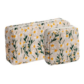 OZAOZ Makeup Bag for Purse Small Cosmetics Bag Corduroy Cute Cosmetic Pouch for Women (Small Flower)