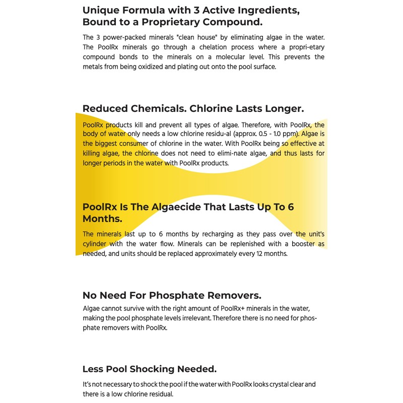 PoolRx+ Mineral Algaecide 4-Unit Pack, up to 6-Month Algae Control,