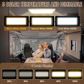 RV LED Light Interior 15W 16.7" X 6.6" 1500LM TrustWheel Camper Lights Interior with 12V 3 Color Temperature and Stepless Dimming - Energy-efficient RV Ceiling Light for Trailer Boat Car, 1 Pack