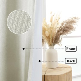 L.Z.E Ivory 100% Blackout Curtains 96 Inches Long for Bedroom Living Room, Linen Textured Room Darkening Thermal Insulated Soundproof Light Blocking Window Curtains & Drapes Grommet Top 2 Panels Set