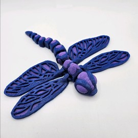 Multicolored Dragonfly Figurine - Color: Blue and Purple