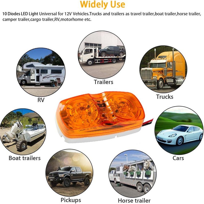 NEW SUN 12 Pcs RV Trailer Marker LED Light, Bullseye/Tiger