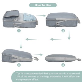 YYDSLEE Compression Packing Cube 7-Piece Clothes Bags Packing Cubes Clothes Bags Set Suitcase Organiser Travel Cube Suitcase Organiser Packing Cube Packing Bags Storage Bags (Blue/Grey)