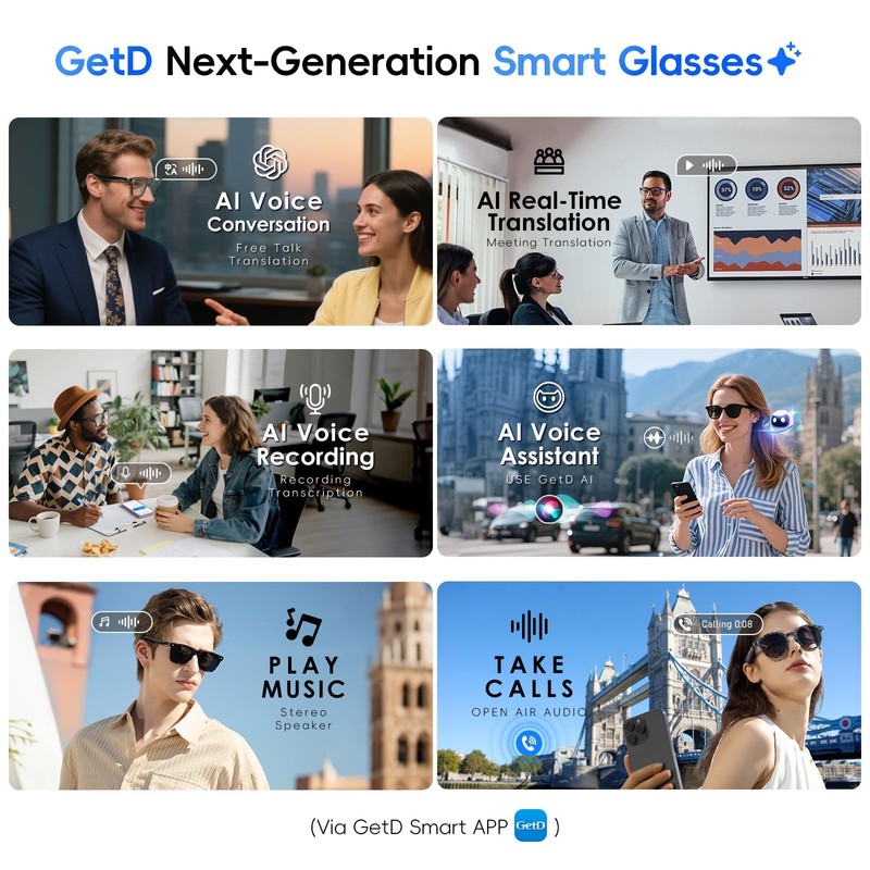AI Glasses for Men & Women, Smart Glasses Powered by