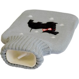 Netagon 2 Litre Hot Water Bottle and Soft Knitted Cover - Great Gift idea for Both Children & Adults (Westie Dog)