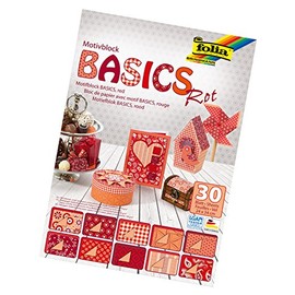 folia 46249 - Motivblock Basics rot sortiert, 24 x 34 cm, 30 Blatt, 10 x Motivkarton, 10 x Motivpapier, 10 x Tonpapier, für vielfältige Bastelarbeiten
