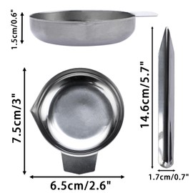 JUXYES 4PCS Metal Weighing Powder Pan with Scoop, Mini Digital Scale Pan Tray Weighing Dish for Reloading, Electronic Scale Tray Powder Measuring Pans for Jewelry Liquid Powder Lab Supplies