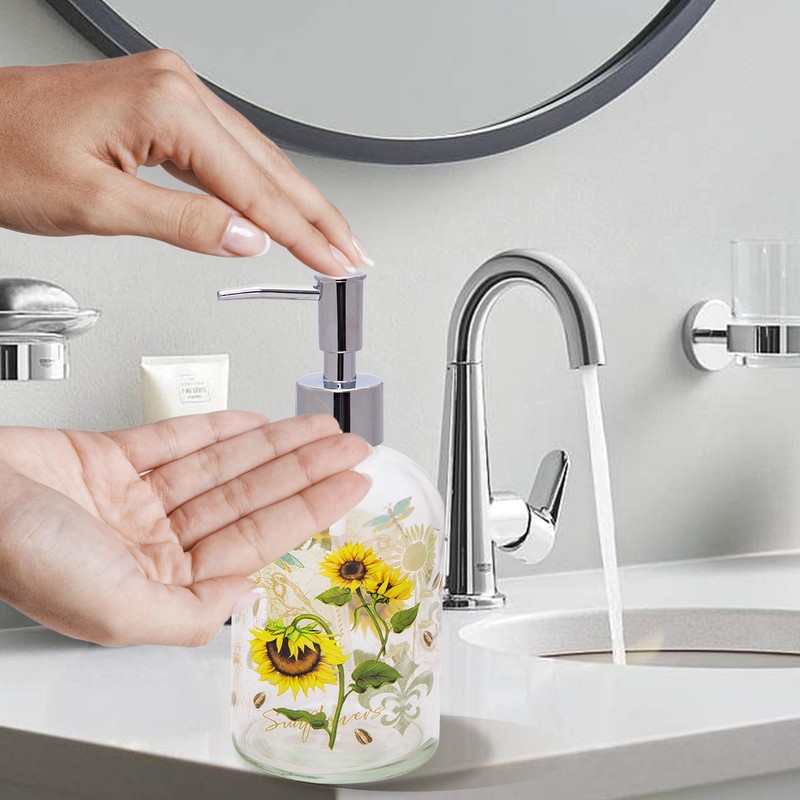 Topadorn 17 Oz Glass Soap Dispenser with Rust Proof Stainless