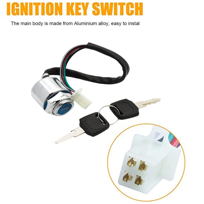 NBVLKH 4 Wire Pin Key Ignition Switch for Go Karts,