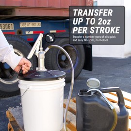 TERA PUMP Hand Pump for 5 Gallon Buckets/Heavy Oil Pump/Water-Resistant Piston Rings for Differentials, Transmission Oils, Engine Oils & more