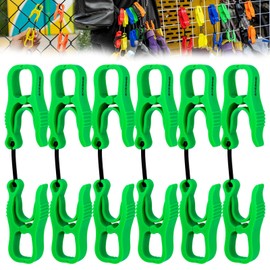 BOZZYS Glove Clips for Work 6-Pack | Green A-Shaped Anti-Drop Clips with Closed Buckle | Never Lose Gloves on Construction Sites! OSHA 360° Rotation for Tool Belts & Hard Hats