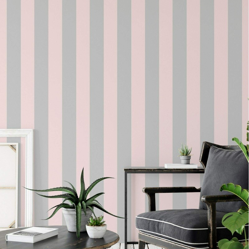 Stripes Wallpaper (Pink, Silver)