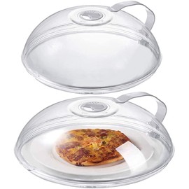 2 Pack Microwave Splatter Cover, Transparent Cover, Microwave Plate Cover Lid with Handle and Adjustable Steam Vents Holes Keeps Microwave Oven Clean