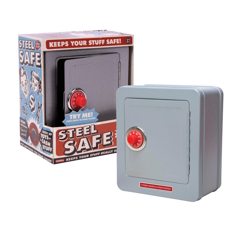 Schylling Steel Safe with Alarm - Kids Silver Metal Safe