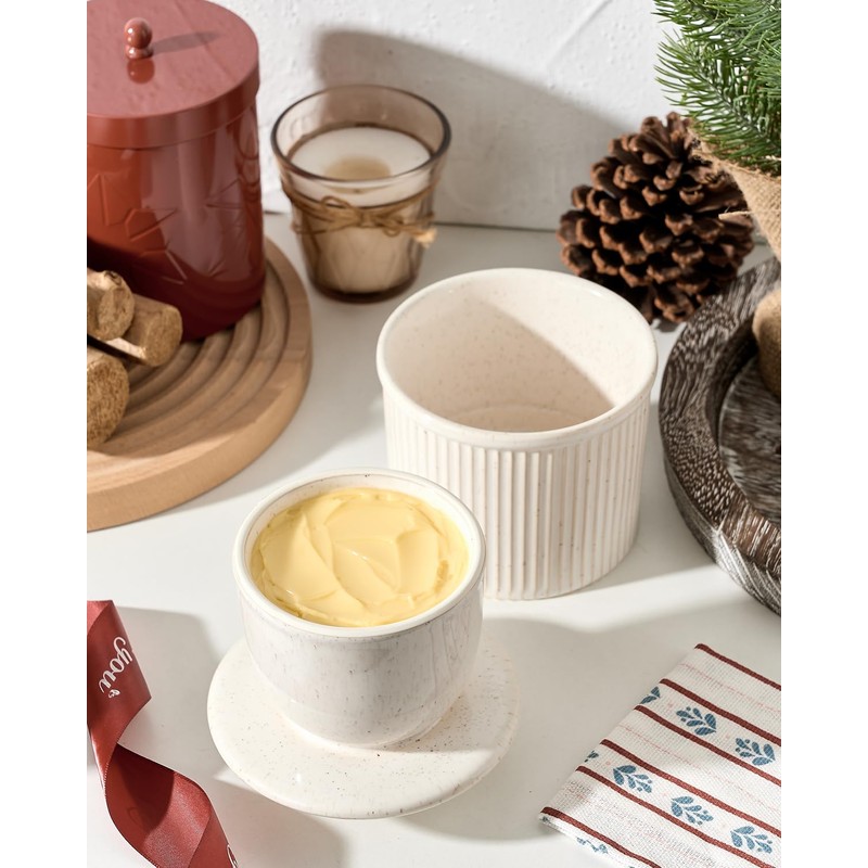 XELA Large Butter Crock with Lid for Countertop, The Original
