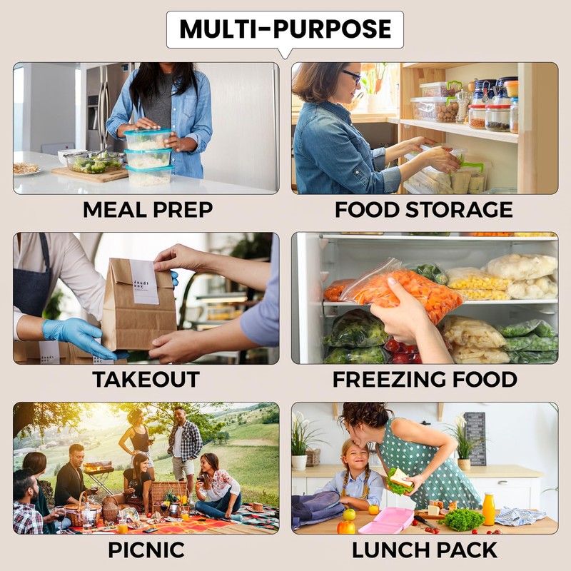 Klex 24 Oz, 150 Sets Meal Prep Containers with Airtight
