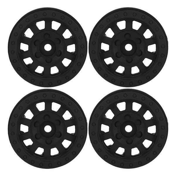 Alomejor RC Wheel Rim Replacement Glue Free Abrasion Resistant 1.9" Beadlock Wheel Rim for RC Crawler (Black)