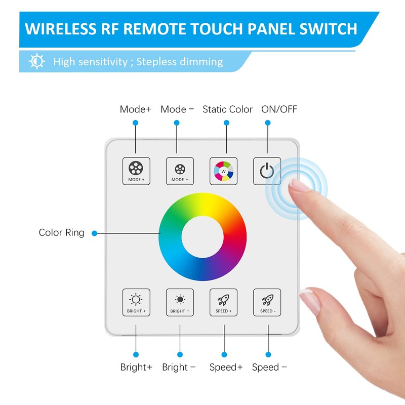 Aroidful Wireless RF Wall Mounted LED Wall Controller, Smart Touch