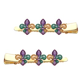 Mardi Gras Hair Clips Glitter Fleur De Lis Mask Hairpins Carnival Crown Hat Alligator Metal Clip Purple Green Yellow Hair Barrettes Parade Holiday Party Styling Hair Accessory for Women