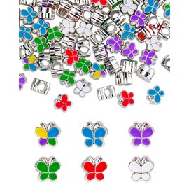 YETOOME 120 Pcs European Large Hole Beads, Mixed Colorful Butterfly Shaped Spacer Beads for DIY Charms Necklace Bracelet Jewelry Making, 6 Styles