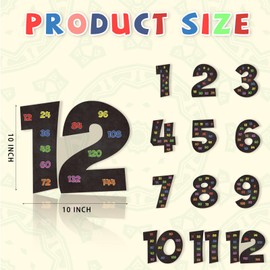 Multiples Posters Set Multiple Math Posters from 1 to 12 Counting Numbers Times Table Chart Multiplication Chart Fact Posters for Classroom Home Leaning Kids Studying Elementary School (Black)