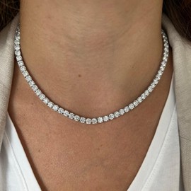 Fesciory Silver 5mm Tennis Necklaces for Women, Dainty Adjustable Cubic Zircon Diamond Necklace