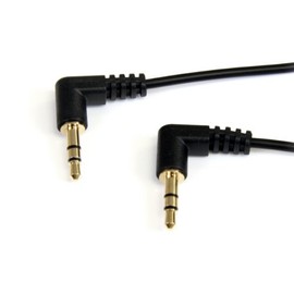 StarTech.com 3 feet Slim 3.5mm Right Angle Stereo Audio Cable - M/M, Black