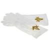 One Size White Cotton Gloves with Embroidered Gold with G