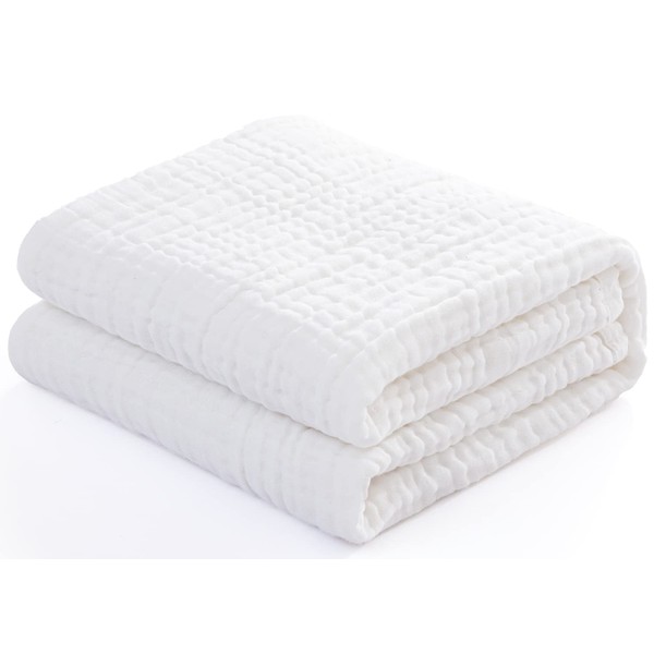 AIFY Gauzeket, 4-Ply Gauze Blanket, Single Size, 100% Cotton, Washable, Soft, Summer, Thin Comforter, Air Conditioner Protection, Towelket, Towel Blanket, Fully Washable, 55.1 x 74.8 inches (140 x 190 cm), White