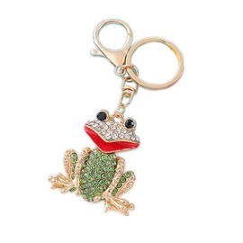 ChungLong0593 Cute Frog Rhinestone Key Chain Lovely Animal Key Ring for Women Car Keys Holder Bag Purse-Green