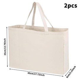 Coztie Cotton Bag, Pack of 2 Large Shopping Bags, 45 x 35 cm, Cotton Bag, Fabric Bag, Jute Bag, Fabric Bag, Unprinted for Laundry, Sports, Shopping, Reusable Jute Bag, Unprinted, beige