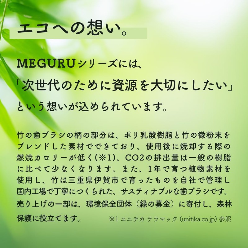 ファイン MEGURU 竹の歯ブラシ 豚毛 4本セット 生分解性 脱プラ国産歯ブラシ エコ