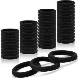 50PCS Thick Hair Elastics Black Hair Elastics Seamless Hair Ties for Women and Men,Ponytail Holders for Thick Heavy and Curly Hair