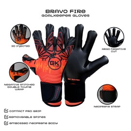 GK Saver Bravo F1 Fire Argo Negative Cut Savefingers Giga Grip Football Goalkeeping Gloves|Extra Strong Grip for Soccer Goalkeepers Goalie Gloves (BRAVO Fire YF 6)