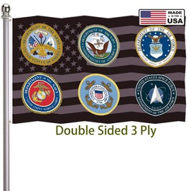 Military All Branches Flag 3x5 Outdoor Double Sided 3 Ply-Vivid Color Clear Pattern Reinforcement Sewing Durable Polyester with 2 Brass Grommets