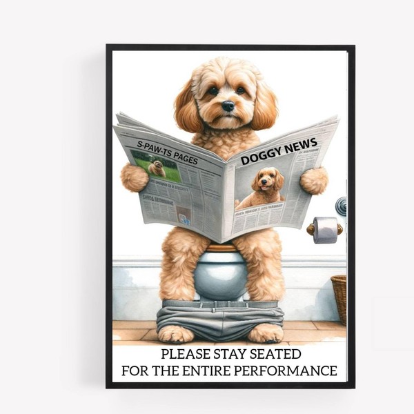 gfc Funny Bathroom Toilet animal Print Picture Poster cockapoo cavapoo