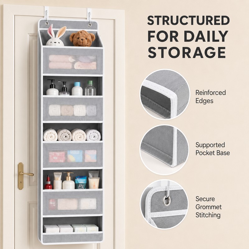 5-Shelf Over Door Hanging Storage Organizer with Large Capacity Pockets,