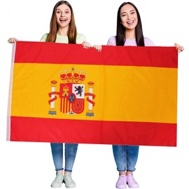 Spain Flag Fancy Dress Decoration x1 - Spanish Large Flag with Grommets Approx 5 Ft x 3 Ft - Football, Rugby - Sporting Events, Street Parties, Festivals and Celebrations