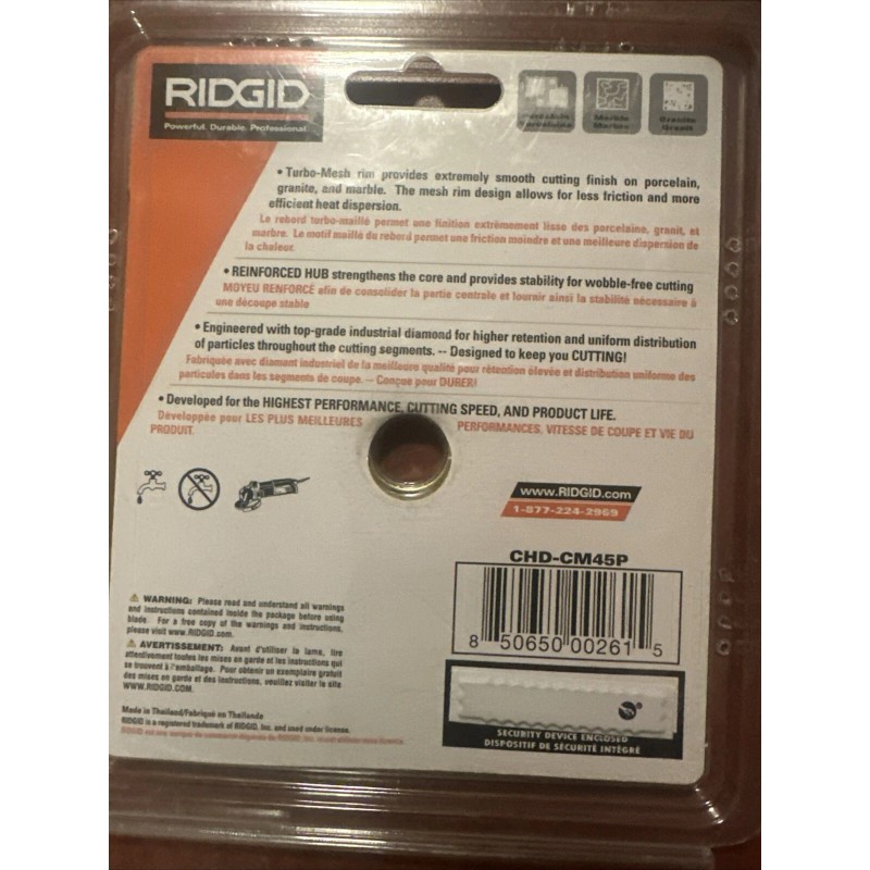 RIDGID 4.5-inch Continuous Rim Diamond Blade with Mesh Rim Brand