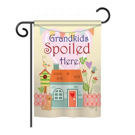 Breeze Decor - Grandkids Spoiled Here Special Occasion - Everyday Family Impressions Decorative Vertical Garden Flag 13" x 18.5" Printed In USA
