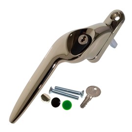 Champagne Gold Left-Hand Yale UPVC Window Handle Cranked Double Glazing Universal Key Locking - 40mm