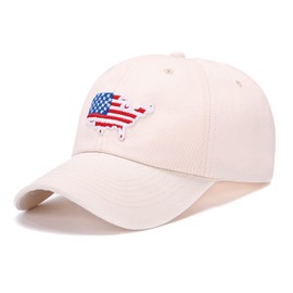 WODXCOR Style USA Baseball Cap Dad Hat for Men and Women Vintage Washed Distressed Cotton 100% Adjustable (Beige)