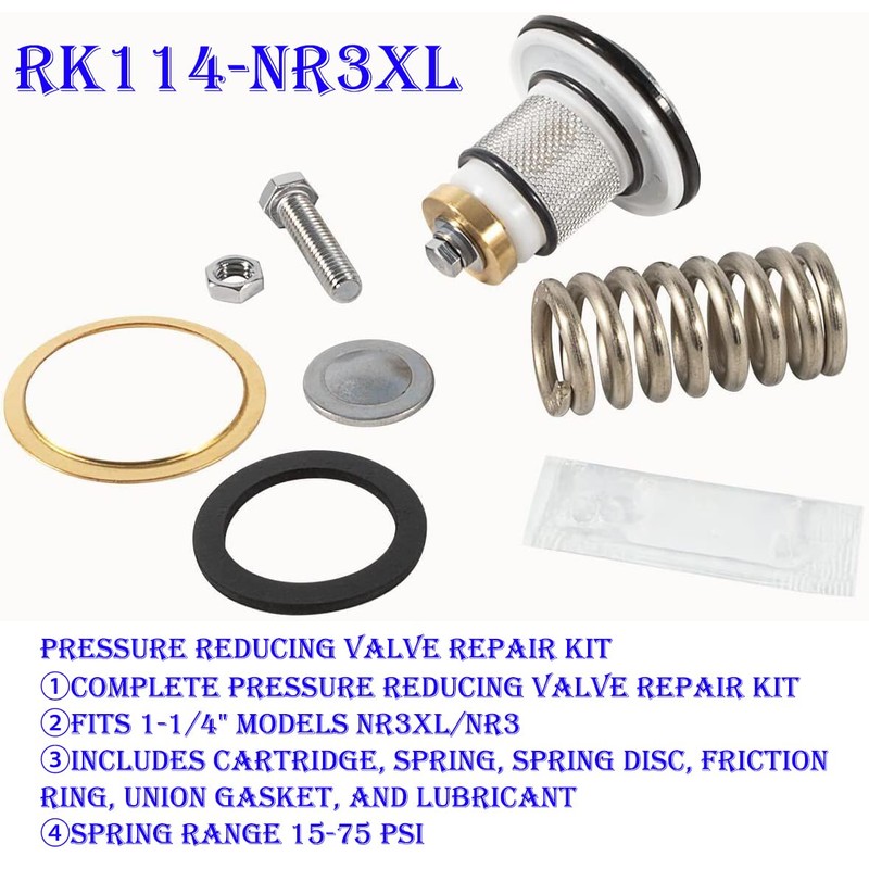 RK114-NR3XL Pressure Reducing Valve Repair Kit compatible with pressure regulator