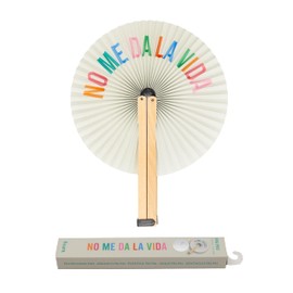 Fisura - Original Folding fan “No me da la vida”, Stylish Paper Fans, Multicoloured Pai Pai, Wedding Favor for Guests, Party or Ceremony Gift