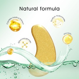 Másca para los Ojos, 60 Pcs Parches Ojos, Parches Ojeras 24k, Colageno Contorno, Eliminar, Bolsas y Ojeras, Patas de Gallo e Hinchazón, Hidratante Contorno de Antiarrugas