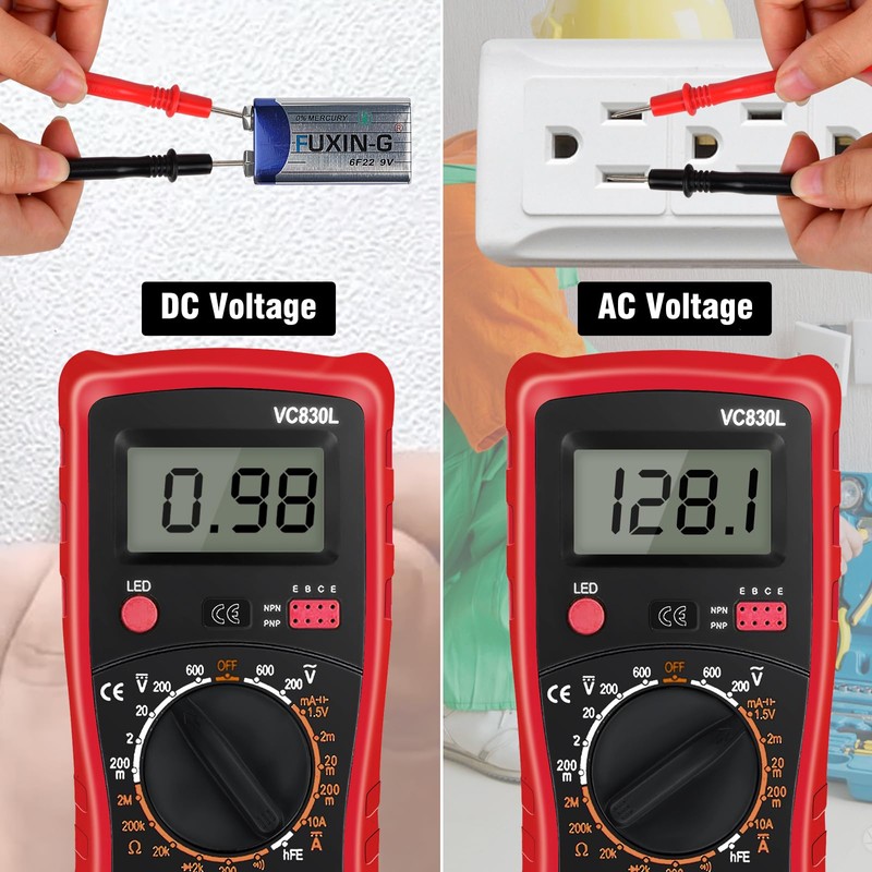 Pocket Digital Multimeter, Multifunction Battery Tester with LCD Backlight Display,