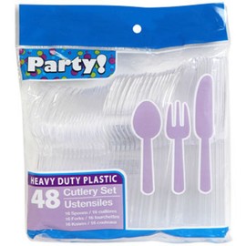 Party Heavy Duty Plastic 48 Piece Cutlery Set