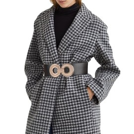 Wide Stretchy Belt for Women - Metal Interlock Vintage Elastic Belt for Dresses Retro Cinch Waist Belt(S,Black-A)